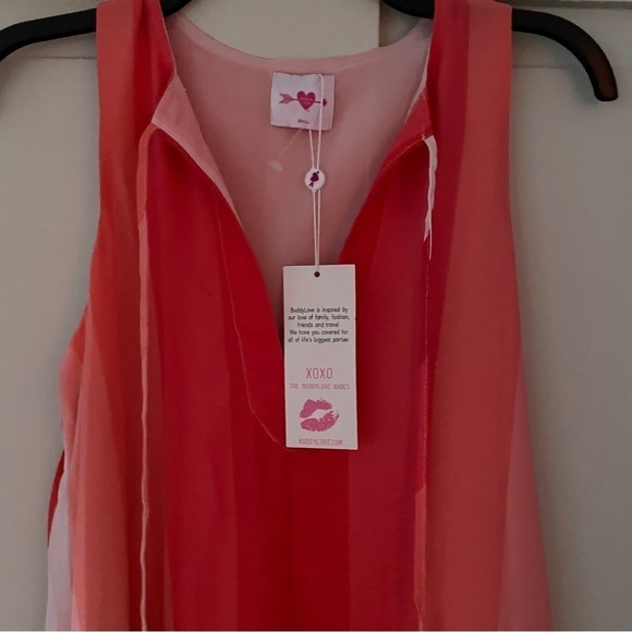 Buddy Love Peach and Coral Striped Hi Low Maxi Dress - Picture 9 of 10